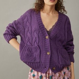 Anthropologie Consuela Cable-Knit Cardigan M